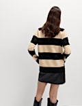 Air-Yarn Funnel Neck Striped Jumper