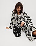 Robe midi en maille de coton m&eacute;lang&eacute; &agrave; col en V