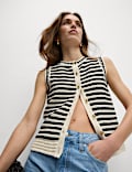 Cotton Rich Striped Knitted Waistcoat