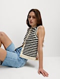 Cotton Rich Striped Knitted Waistcoat