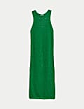 Cotton Rich Knitted Midi Dress with Linen