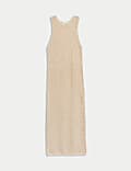 Cotton Rich Knitted Midi Dress with Linen