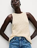Cotton Rich Crew Neck Knitted Vest