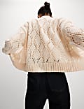 Cotton Blend Open Stitch Cropped Cardigan