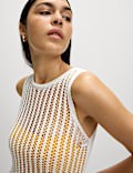 Textured Openstitch Midi Knitted Dress