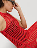 Textured Openstitch Midi Knitted Dress