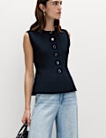 Crew Neck Button Through Waistcoat