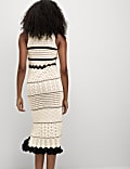Cotton Blend Knitted Round Neck Midi Dress