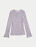 Cotton Blend Metallic Textured Jumper