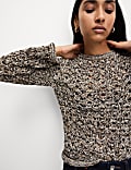 Pull texturé en coton mélangé, effet métallisé
