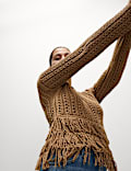 Cotton-Blend Textured Fringe Jumper
