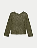 Cotton Blend Metallic Jumper with Linen