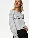 Sequin Slogan Crew Neck Jumper
