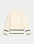 Cable Knit Tipped Detail Relaxed Jumper