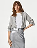 Metallic Textured Bomber Cardigan