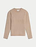 Pull en chenille à col rond et motif côtelé