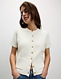 Textured Button Front Cardigan