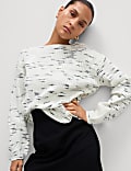 Patterned Crew Neck Jumper With Wool