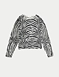Animal Print Ribbed Relaxed Jumper with Wool