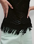 Pure Cotton Textured Slim Fit Knitted Top