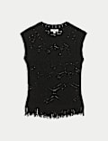 Pure Cotton Textured Slim Fit Knitted Top