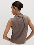 Tie Neck Button Through Knitted Waistcoat