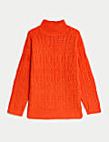 Pull en laine à maille torsadée et col cheminée