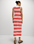 Cotton Rich Striped Midi Knitted Dress
