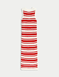 Gestreiftes Midi-Strickkleid mit hohem Baumwollanteil
