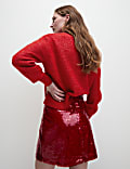 Textured Crew Neck Relaxed Jumper with Wool