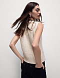 Cable Knit Sequin Knitted Vest with Wool