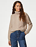 Recycled Blend Cable Knit Roll Neck Jumper