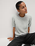 Pointelle Slim Fit Puff Sleeve Top