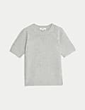 Pointelle Slim Fit Puff Sleeve Top