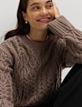 Wool Blend Textured Crew Neck Jumper