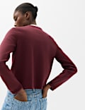 Cotton Rich Button Detail Knitted Jacket