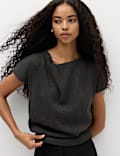 Draped Neck Knitted Top with Wool