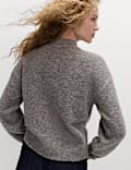 Wool Blend Textured Funnel Neck Jumper