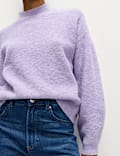 Wool Blend Textured Funnel Neck Jumper
