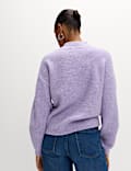 Wool Blend Textured Funnel Neck Jumper