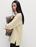 Cable Knit Longline Jumper with Wool