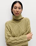 Cable Knit Longline Jumper with Wool