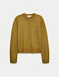Crew Neck Cardigan with Wool