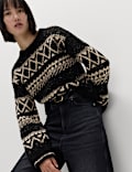 Bouclé Fair Isle Crew Neck Jumper