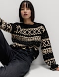 Bouclé Fair Isle Crew Neck Jumper