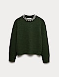Embellished Relaxed Jumper with Wool
