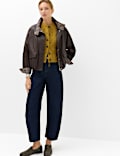 Cable Knit Crew Neck Cropped Knitted Waistcoat With Wool