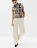 Argyle Crew Neck Slim Fit Knitted Top With Wool