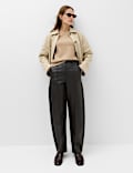 Crew Neck Short Knitted Top With Wool