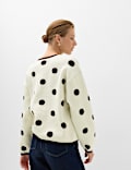 Cotton Rich Polka Dot Crew Neck Jumper